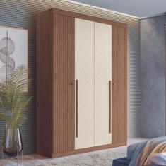 Guarda Roupa Casal 4 Portas 2 Gavetas Ripado Buriti Santos Andirá