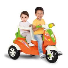 Triciclo Moto Duo De Passeio Duplo 2 em 1 Infantil Calesita, Laranja e