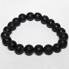 Pulseira Pedra Natural Lava Vulcânica - Vorax Acessórios, M - 18cm a 1
