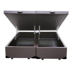 Cama Box Baú Casal Bipartido AColchoes Sintético Marrom 41x138x188 - A