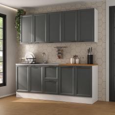 Cozinha Compacta 4 Peças 2 Aéreos 2 Balcões Soho Cabecasa Madeiramadeira Branco/Grafite