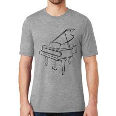 Camiseta Piano - Foca na Moda, Cinza, P
