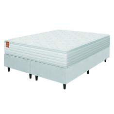 Cama Box Colchão Casal Queen Molas Ensacadas Real 158x198x65cm Linho Branco Inducol - Suporta até 130kg por Pessoa