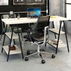 Mesa para Escritório Kuadra 4 Prateleiras Snow - Compace