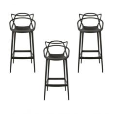 Kit c/ 3 Banquetas Allegra Masters 100% Polipropileno Preta