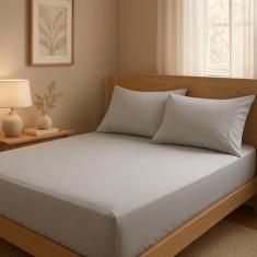 Lençol de cama King 400 Fios 3 Peças 100% algodao com elastico - Rafal