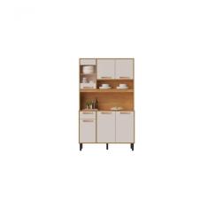 Cozinha Compacta 6 Portas 1 Gavetas 2 Nichos Nápoles - Itatiaia Cinamomo-off White