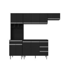 Cozinha Completa Modulada Andreia c/5 peças 240cm - Ajl Móveis, Preto