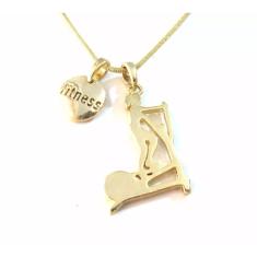 Colar Cordão Gargantilha Fitness Academia Folheado