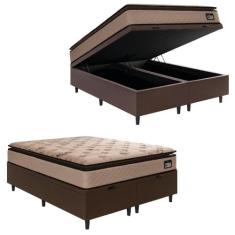 Cama Box Baú Casal Queen Colchão Espuma D33 Pillow Top Van Gogh 158x19