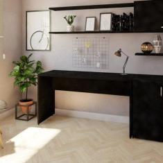 Escrivaninha Mesa Escritório 150cmx47cm 150cm Preto - Bramov Móveis