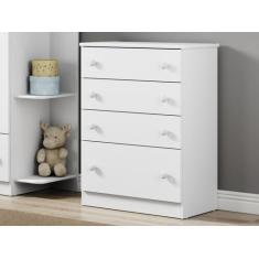 Cômoda Multimóveis João e Maria 4 Gavetas Branco/Colorido, Branco Prem