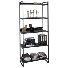 Estante Multiuso 5 Prateleiras Escritório Estilo Industrial Form C01 187x80 cm Preto Onix - Lyam Decor