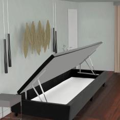 Base Box para Colchão de Solteirão MGA Lift Cotton com Baú e Pistão à Gás - 39x96x203cm
