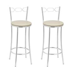 Kit 2 Banquetas Cromadas Bc51-b A110 Cromado/Bege