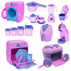 Kit Cozinha Infantil Air Fryer Batedeira Fogão Potes 24Pç