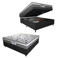 Cama Box Baú Casal Colchão Espuma D33 Fort 138x188x62cm Cinza/Branco Gazin - Suporta até 150kg por Pessoa