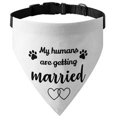 HDGDT My Humans are Getting Married Coleira Bandana de Casamento de Cachorro, Bandana de Noivado Ajustável para Animais de Estimação com Fivela de Liberação Rápida e Anel D para Cães e Gatos