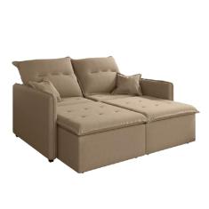Sofá Cama Retrátil e Reclinável 2m 3 Lugares Bipartido Com Molas Glamour Veludo Selmer (Macchiato)