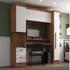 Guarda-roupa Modulado Viena 3 Portas 2 Gavetas3 Peças Espresso Móveis Nogal/Branco