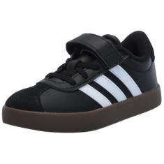 adidas Tênis infantil unissex Vl Court 3.0 de renda elástica, Preto/branco/preto, 15