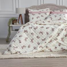 Colcha Cobre Leito Solteiro + Lençol Kit 4 Pçs Algodão Misto - LENNY E