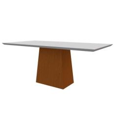 Mesa De Jantar Para 8 Lugares 1,80m Tampo De Madeira Com Vidro Jasmin 