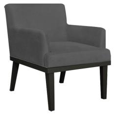 Poltrona Decorativa Sala de Estar e Recepção Vitória W01 Suede Cinza -