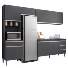 Cozinha Modulada Andréia 5 Peças 274cm - AJL Móveis, Cinza