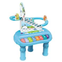 Piano Pinguim Feliz 2 Em 1 Diversão Infantil Teclado Luz Som - DM TOYS