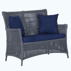 1 Sofá Área Externa Igapó Alumínio Pintura Marrom Corda Náutica Estofa