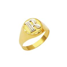 Anel Dedinho Letra Forrado Reforçado Unissex Ouro 18K K450 - Usa Joias