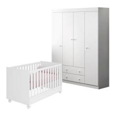Quarto de Bebê Helena Phoenix Baby com Berço 1344 Qmovi Branco