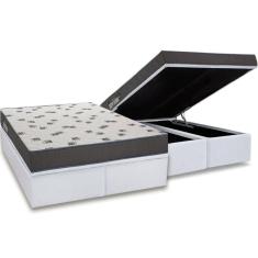 Cama Box Baú King: Colchão Espuma D33 Ortobom Light Saúde + Base CRC Courano White (186x198)