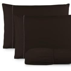 Lençol Casal 3 Peças Ponto Palito Micro Percal 400 Fios - MS Enxovais,