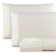 Lençol Casal 3 Peças Ponto Palito Micro Percal 400 Fios - MS Enxovais,