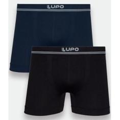 Kit 2 Cuecas Boxer Sem Costura Lupo Masculina Box Microfibra, Preto, A