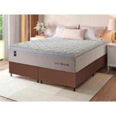 Conjunto Cama Box c/ Molas Ensacadas Roma Bege Queen 158x198x71