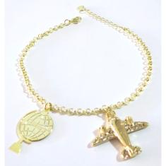 Pulseira Turismo Viagem Folheado a Ouro 18k