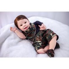 Bebê Reborn Menino Realista Cabelo fio a Fio
