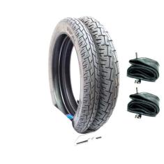 Par pneu cg 125 150 160 fan titan start vipal + 2 camaras de ar aro 18