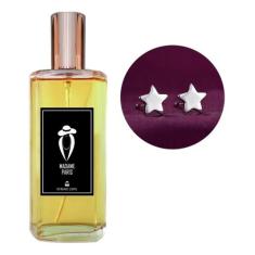 Perfume Feminino Madame Paris + Brinco Prata Estrela - Essência Do Bra