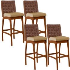 Kit 04 Banquetas Altas Sala De Jantar Fixa Mila L02 material sintético