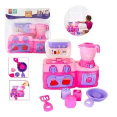 Mini Cozinha Rosa Infantil Fogão Liquidificador E Acessórios