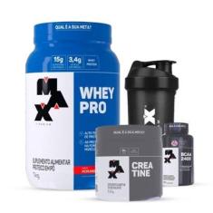 Combo Whey Pro 1kg, Creatina 100g, BCAA 60c E Coqueteleira Max Titanium-Unissex