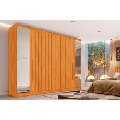 Guarda Roupa Casal Oxford Peroba 6 Portas de Bater 6 Gavetas MDF com Espelho Europa