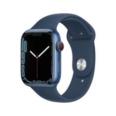 Apple Watch Series 7 (GPS + Cellular, 45mm) - Caixa de Alumínio Azul - Pulseira esportiva azul-abissal 