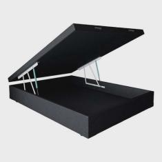 Cama Box Baú Casal Sintético Preto 38x138x188