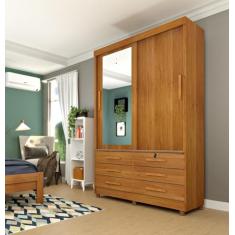 Guarda Roupa Solteiro com Espelho 2 Portas 6 Gavetas Chicago Tcil Móveis Cinamomo