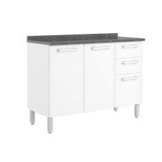 Balcão De Cozinha Gourmet 7124 3 Portas E 2 Gavetas C/ Tampo 120cm Branco - Bertolini